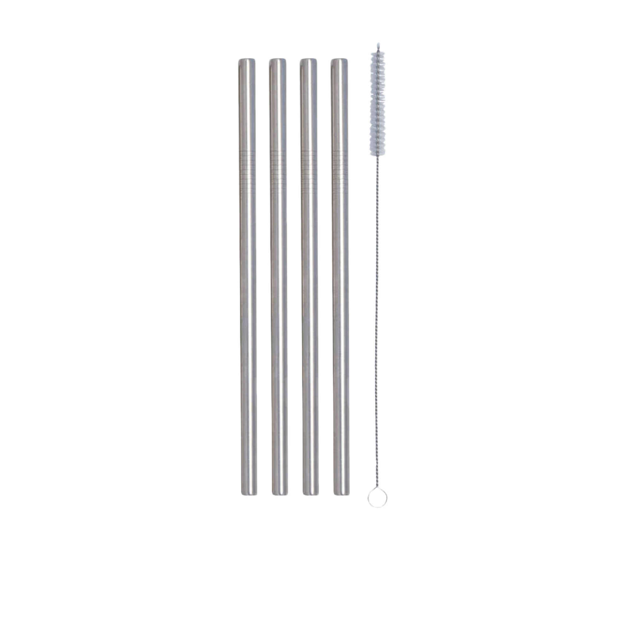 Norpro Stainless-Steel Reusable Silicone Tipped Straws w/Brushes