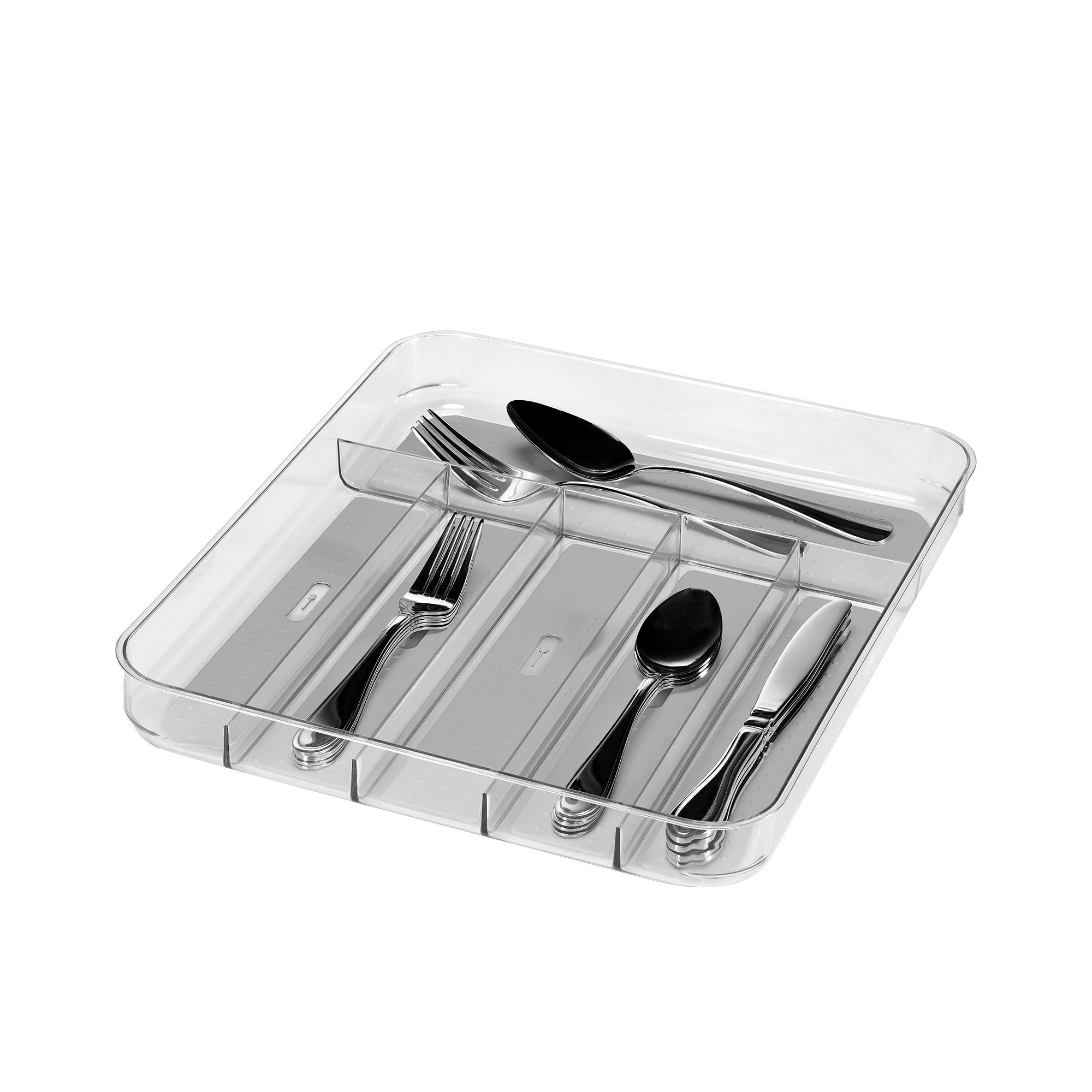 Madesmart Soft Grip Cutlery Tray 6 Compartment Clear Image 1