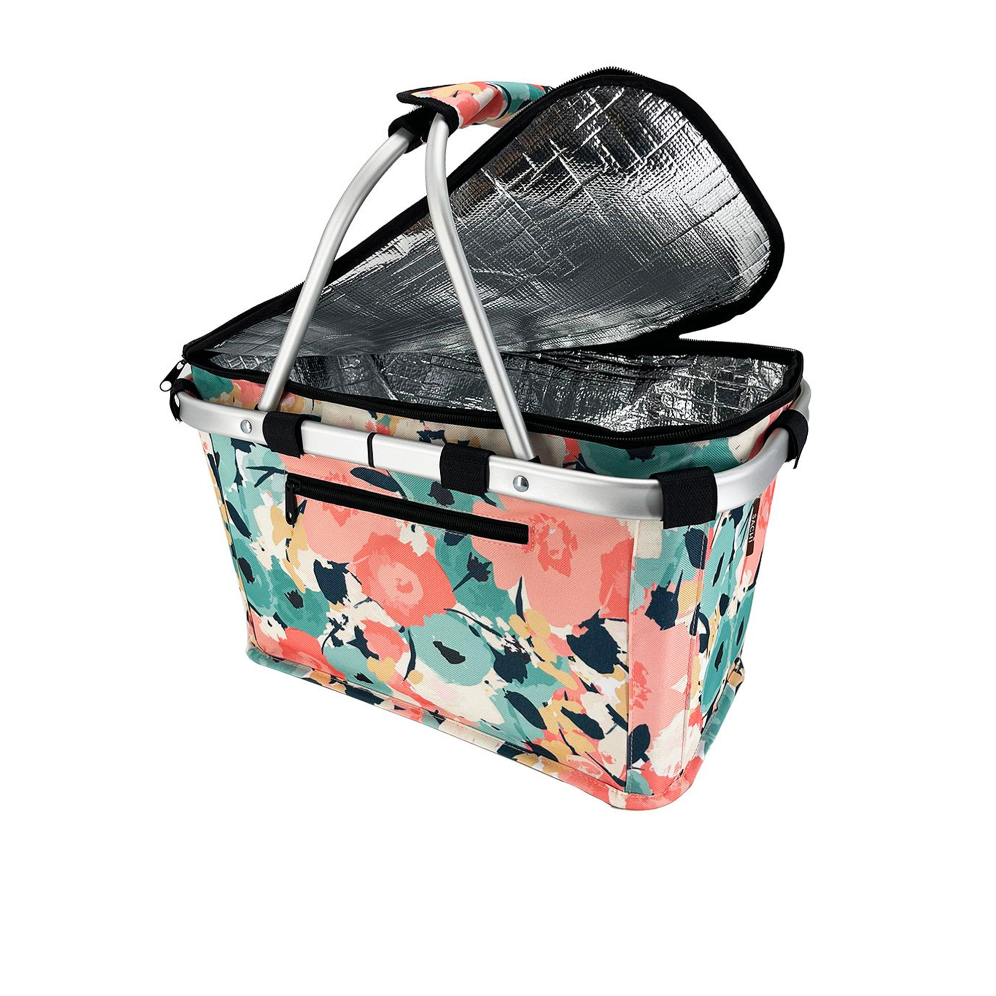 Sachi Insulated Carry Basket with Lid Pastel Blooms Image 1